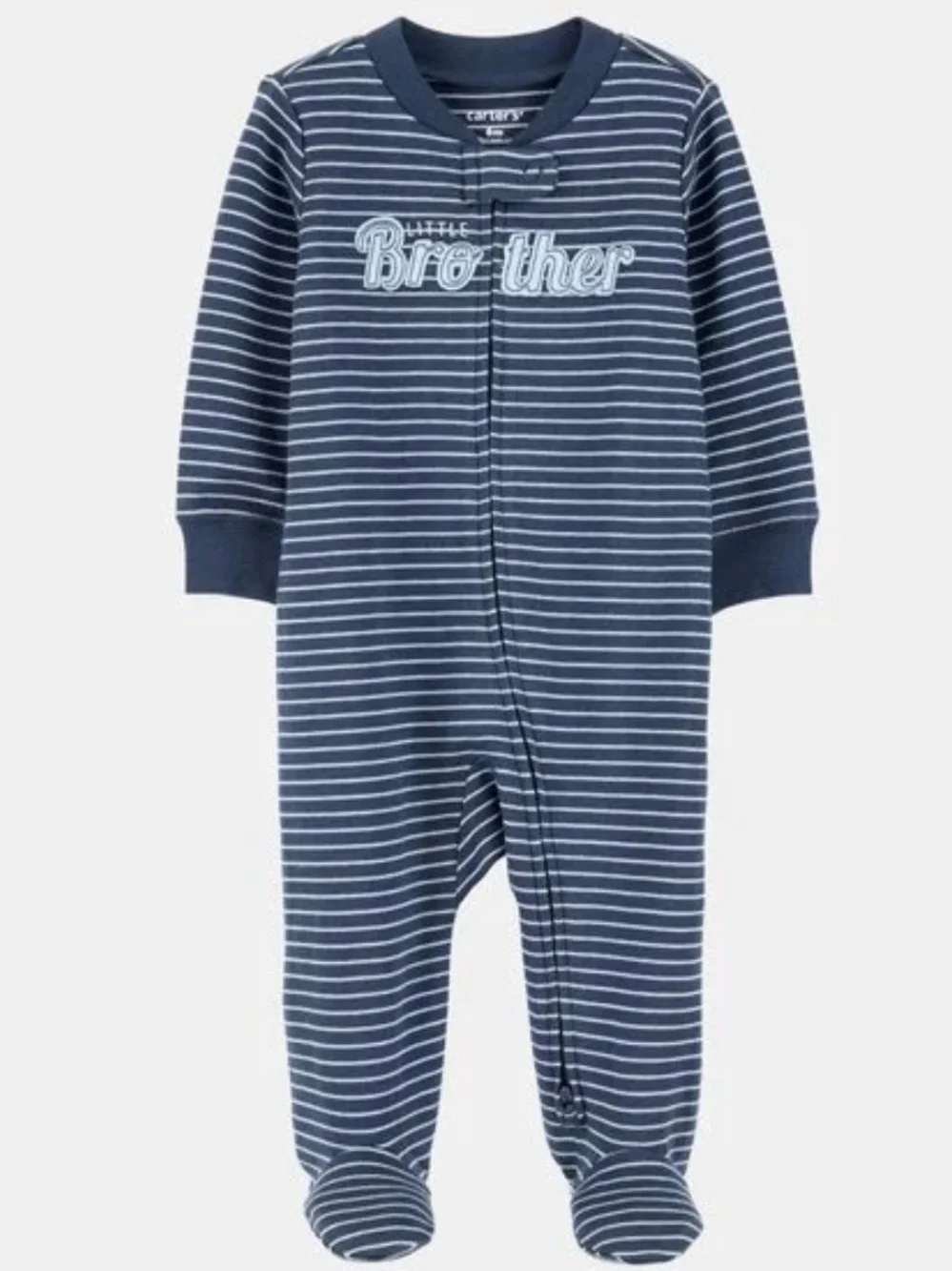 Baby Boy 'Little Brother' 2-Way Zip Cotton Sleep & Play Pajamas - Blue